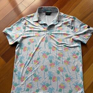 Men's White Pineapple Print Polo Shirt - Tropical Casual